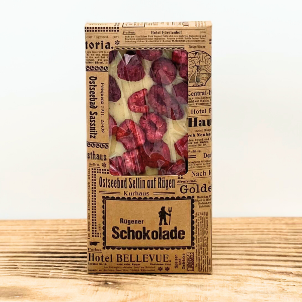 weiße Schokolade mit Himbeeren
